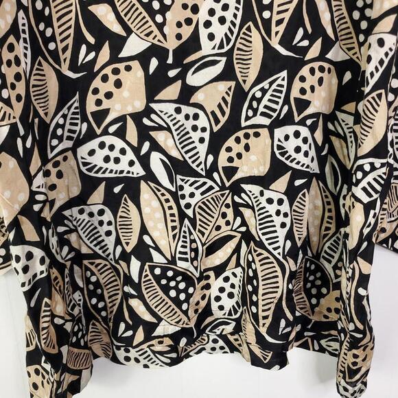 Masai Top Womens M Artsy Abstract Leaves Print Light Viscose Dark Neutrals - Picture 3 of 8